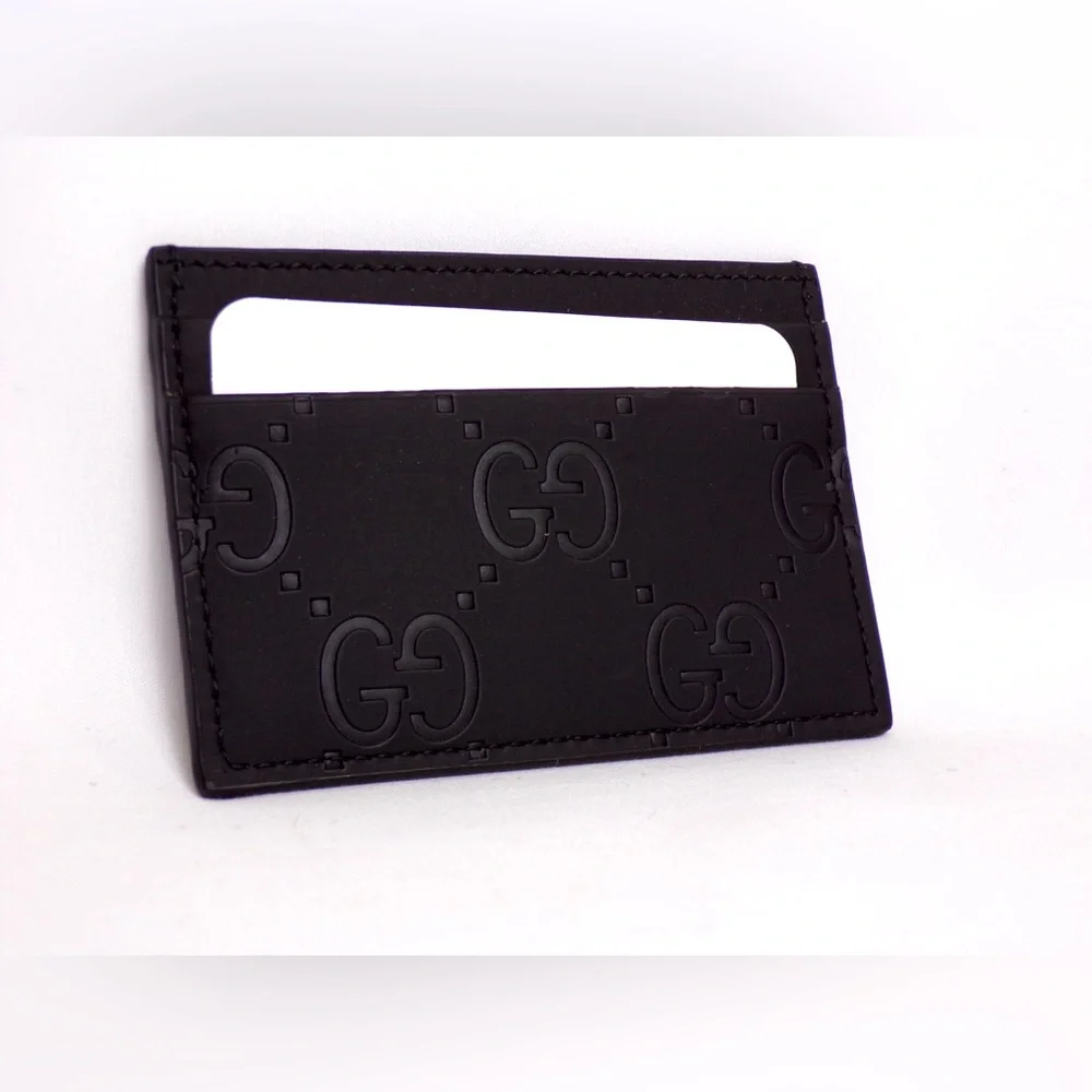 Gucci Rubber Effect Black GG Card Case Holder